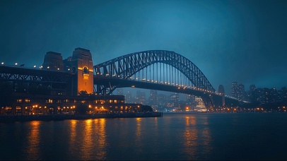 城市跨海大桥夜景