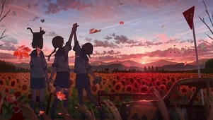 夕阳下的女孩