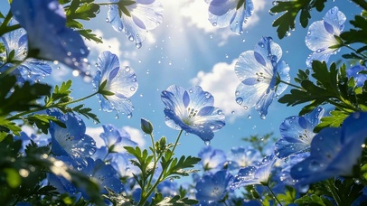 蓝天下蓝色鲜花