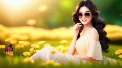 戴着墨镜的长发美女