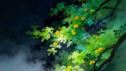 雾林水墨画 护眼