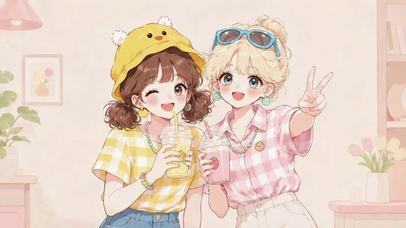 甜美夏日闺蜜休闲日常