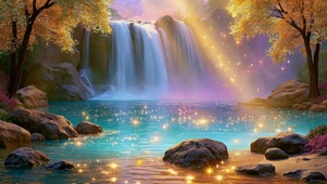 梦幻治愈丁达尔瀑布风景