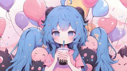 喝奶茶女孩