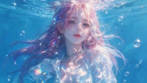 蓝色水下女孩