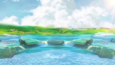 蓝色清新海边插画动态