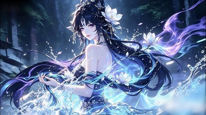 暗夜废墟驭水少女