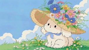 春日花帽软萌小兔子