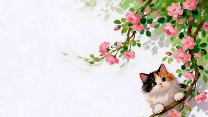 蔷薇花与猫