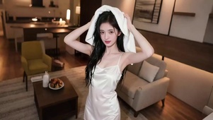 浴巾擦秀发的长发美女3