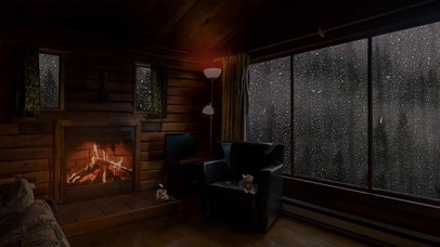 舒适雨夜小屋听雨