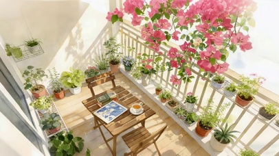 小清新阳台鲜花
