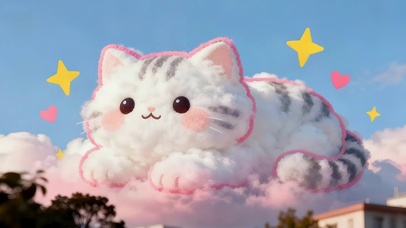 可爱云彩猫咪