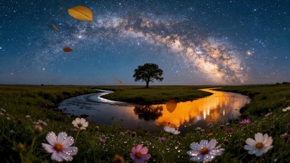 银河花海夜景