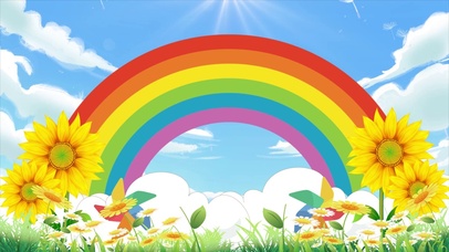 向日葵风车蓝天彩虹