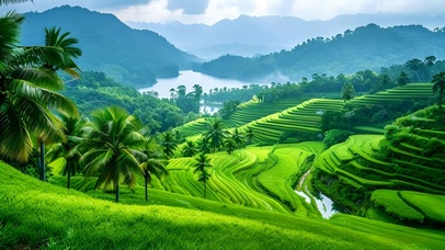 绿色护眼山水