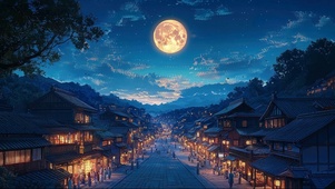 圆月古城静谧街道