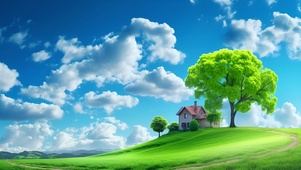 唯美自然小屋风景