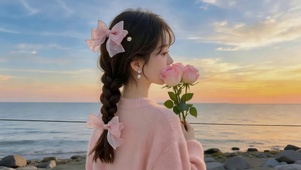 治愈海边女孩