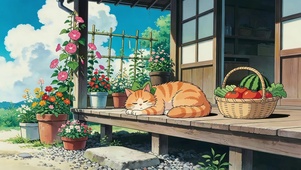 屋檐下橘猫