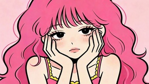 粉色卷发二次元美少女