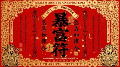 红金财神暴富符招财壁纸