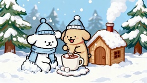 线条小狗制作冬日热饮