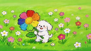 可爱鲜花小狗狗