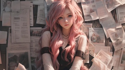 粉发忧桑少女