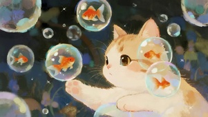 泡泡鱼和猫咪