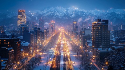 冬日繁华城市街道
