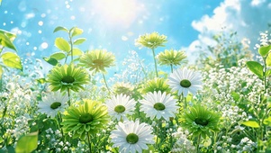 清新阳光雏菊花海