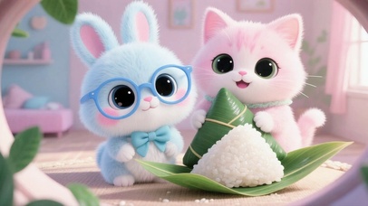粉猫蓝兔的端午粽子