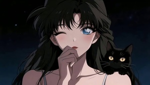 可爱小兰和猫咪