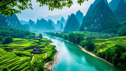 桂林高山湖泊护眼