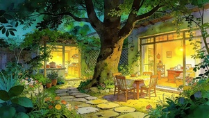 温馨小院的暖灯