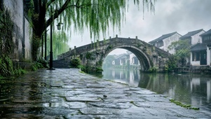 雨天桥边