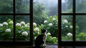 雨落窗边 听雨护眼
