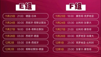 世界杯赛程E组 F组