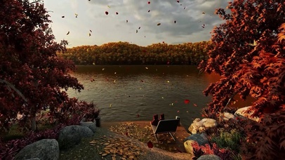 秋天湖畔氛围