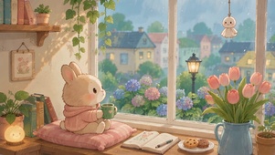简约卡通雨天