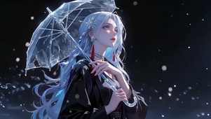 4K治愈雪夜少女