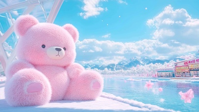 蓝天白云树木樱花