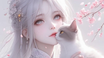 国风汉服白发气质优雅美女