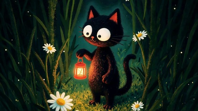 黑猫提灯童话夜