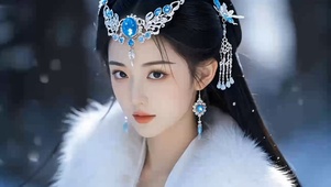 绒毛披肩凤冠古风美女