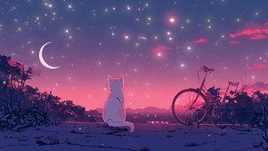 唯美星空下的猫