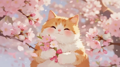 春天桃花猫咪