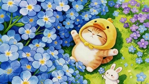 鲜花猫咪