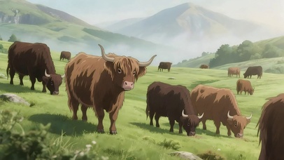 迷雾山谷草原牦牛